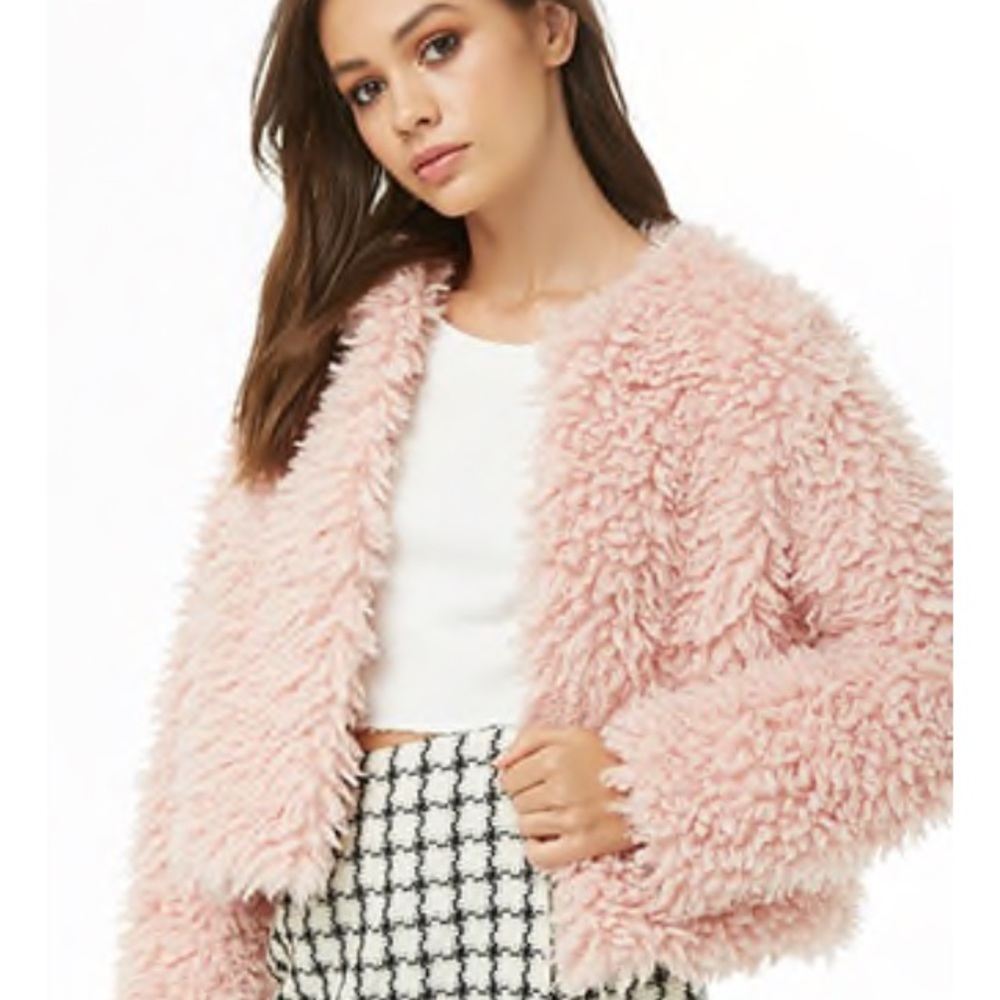 F21 pink fur coat
